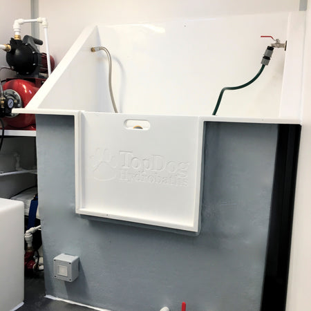 mobile dog grooming van with dog bath unit and water system installation